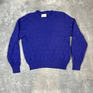 Pendleton 100% Wool Royal Blue Diamond Cable Knit Sweater